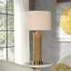 Dann Foley - Shagreen 31 inch 150 watt Tan and Brushed Brass Table Lamp Portable Light