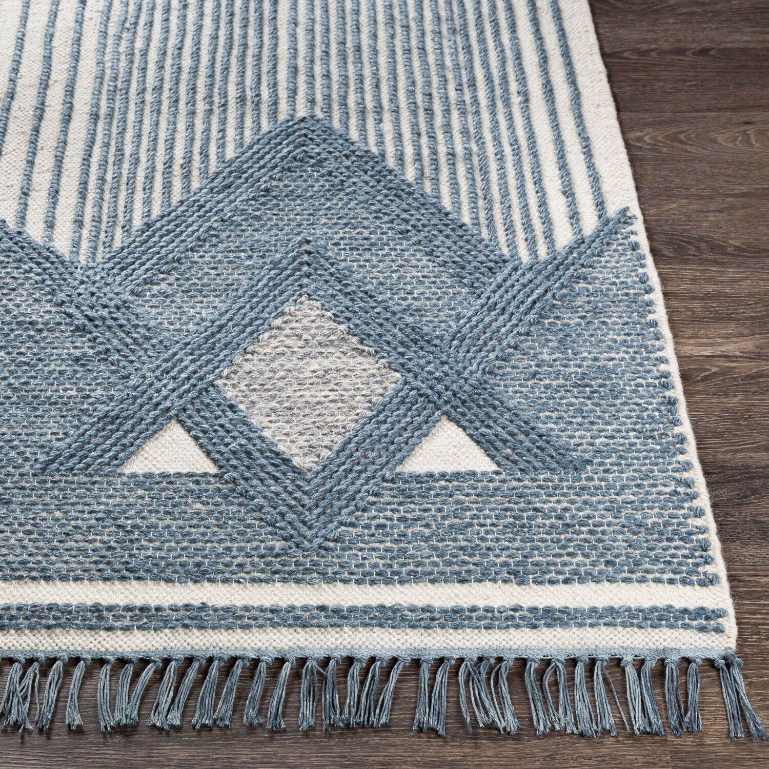 Cheyenne 96 X 30 inch Denim/Khaki/Medium Gray/Ivory Rugs, Runner