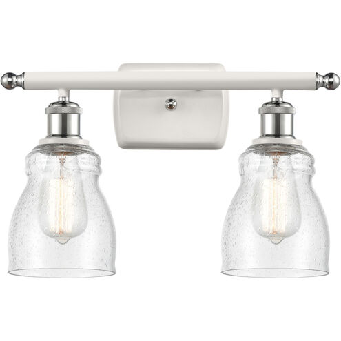Ballston Ellery 2 Light 16 inch White and Polished Chrome Bath Vanity Light Wall Light in Seedy Glass, Ballston
