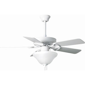 Atlas America 42 inch Gloss White with Reversible White/Light Oak Wood Tone Blades Ceiling Fan, Atlas