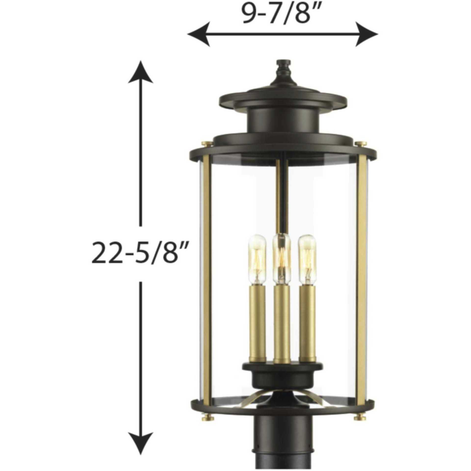 Squire 3 Light 23 inch Antique Bronze Outdoor Post Lantern in Antique Bronze and Vintage Brass