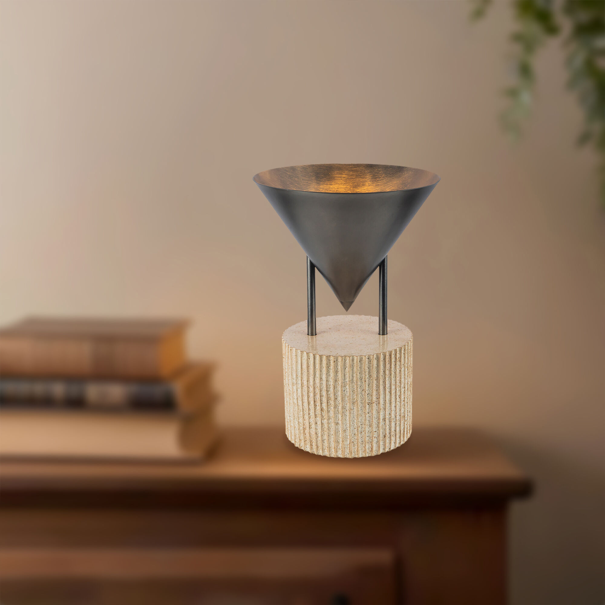 Versus 14.75 inch 60 watt Aged Steel Table Lamp Portable Light in Steel Shade