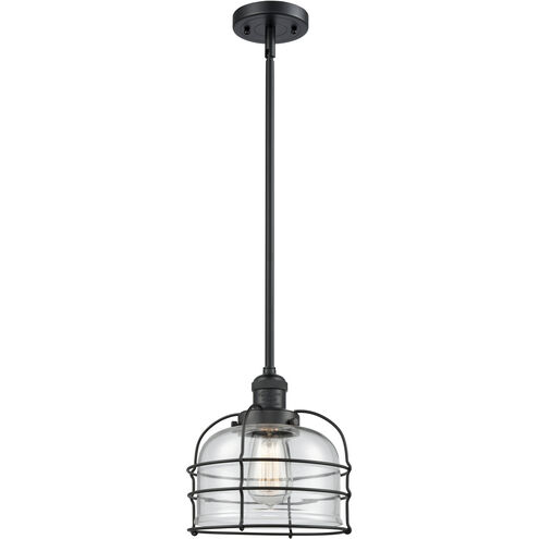 Franklin Restoration Bell Cage LED 9 inch Matte Black Mini Pendant Ceiling Light in Clear, Franklin Restoration