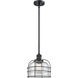 Franklin Restoration Bell Cage LED 9 inch Matte Black Mini Pendant Ceiling Light in Clear, Franklin Restoration