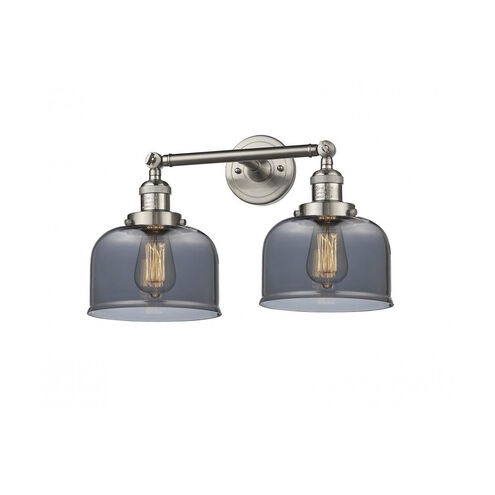 Franklin Restoration Large Bell LED 19 inch Brushed Satin Nickel Bath Vanity Light Wall Light in Plated Smoke Glass, Franklin Restoration