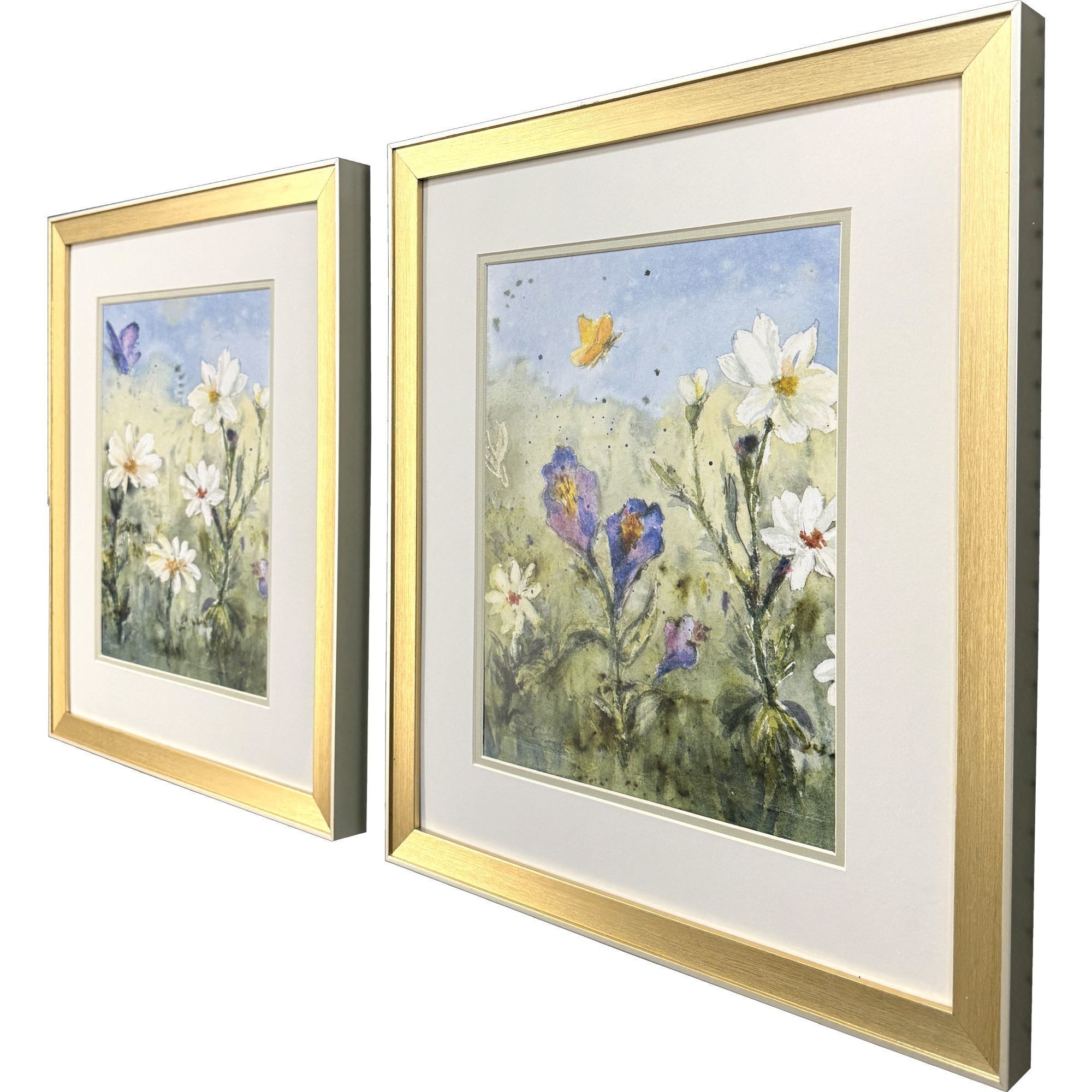 Summer Wildflowers Green and Yellow and Blue and Multi Framed Art, Propac