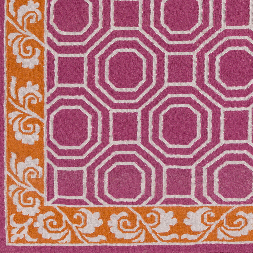 Nantes 96 X 30 inch Fuchsia/Burnt Orange/Light Gray Handmade Rug