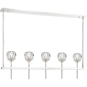 Parisian 5 Light 5 inch Polished Nickel with Crystal Chandelier Ceiling Light 