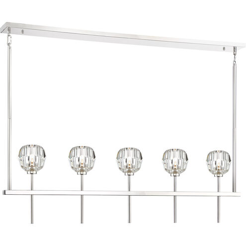 Parisian 5 Light 5 inch Polished Nickel with Crystal Chandelier Ceiling Light 