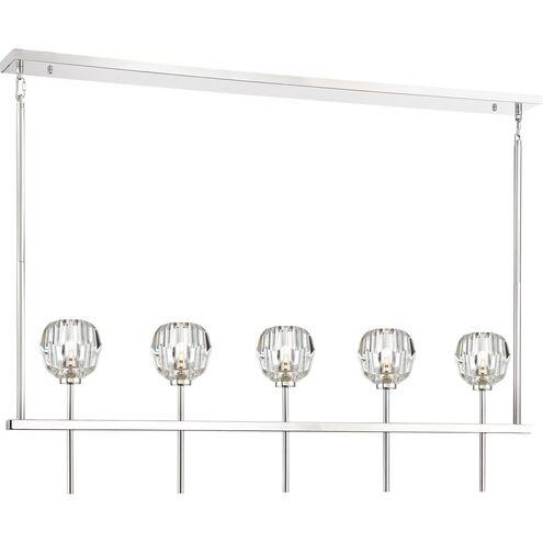 Parisian 5 Light 5 inch Polished Nickel with Crystal Chandelier Ceiling Light