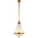Thomas O'Brien Gale 1 Light 15.5 inch Hand-Rubbed Antique Brass Pendant Ceiling Light in White Glass, Large