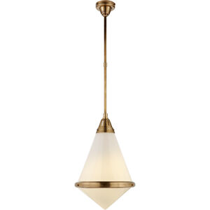 Visual Comfort Signature Collection Thomas O'Brien Gale 1 Light 15.5 inch Hand-Rubbed Antique Brass Pendant Ceiling Light in White Glass, Large TOB5156HAB-WG - Open Box