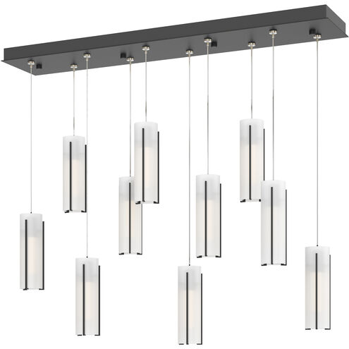 Exos Glass 10 Light 44.5 inch Black Pendant Ceiling Light in Opal, Rectangular