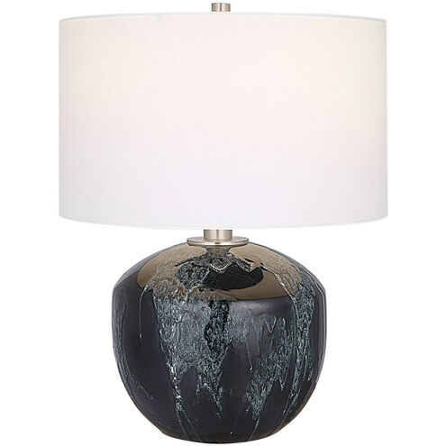 Highlands 22 inch 150.00 watt Emerald Green Glaze and Brushed Nickel Table Lamp Portable Light