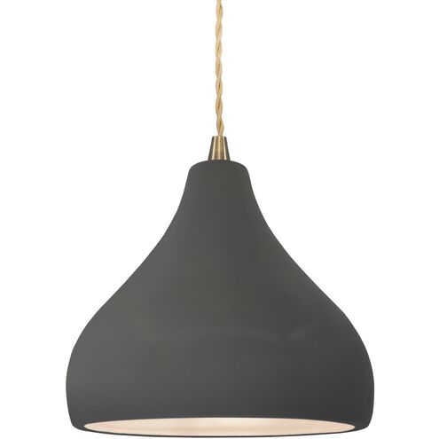 Radiance LED 8 inch Gloss Grey and Antique Brass Pendant Ceiling Light