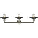 Franklin Restoration Railroad 3 Light 32 inch Brushed Satin Nickel Bath Vanity Light Wall Light in Matte Black, Franklin Restoration