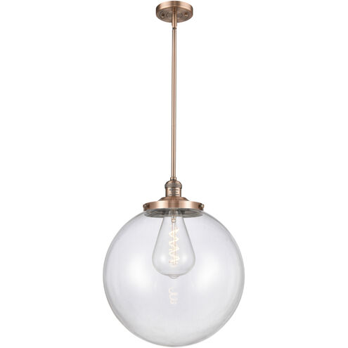 Franklin Restoration Beacon 1 Light 16 inch Antique Copper Pendant Ceiling Light in Incandescent, Clear