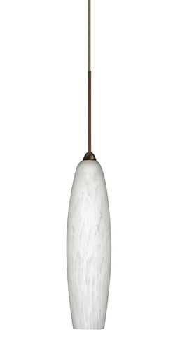 Zumi 1 Light Bronze Pendant Ceiling Light in Carrera Glass, Halogen