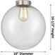 Nouveau X-Large Beacon 1 Light 10 inch Black Antique Brass Semi-Flush Mount Ceiling Light in Seedy Glass, Nouveau
