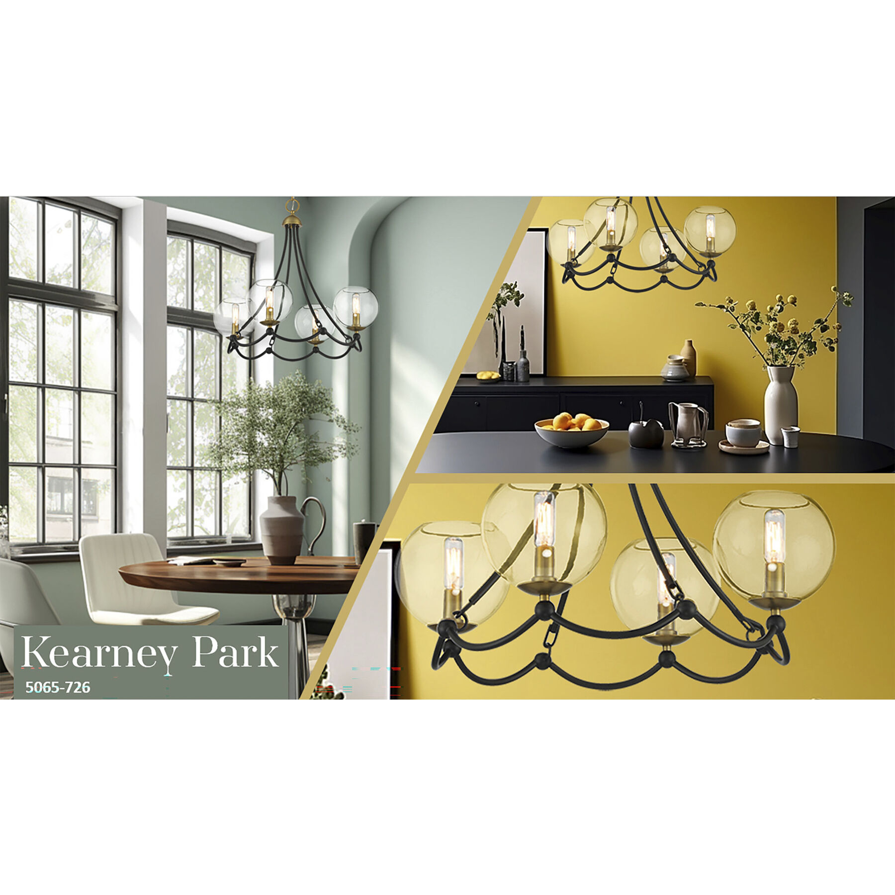 Vantage Kearney Park 4 Light 23 inch Coal and Soft Brass Chandelier Ceiling Light