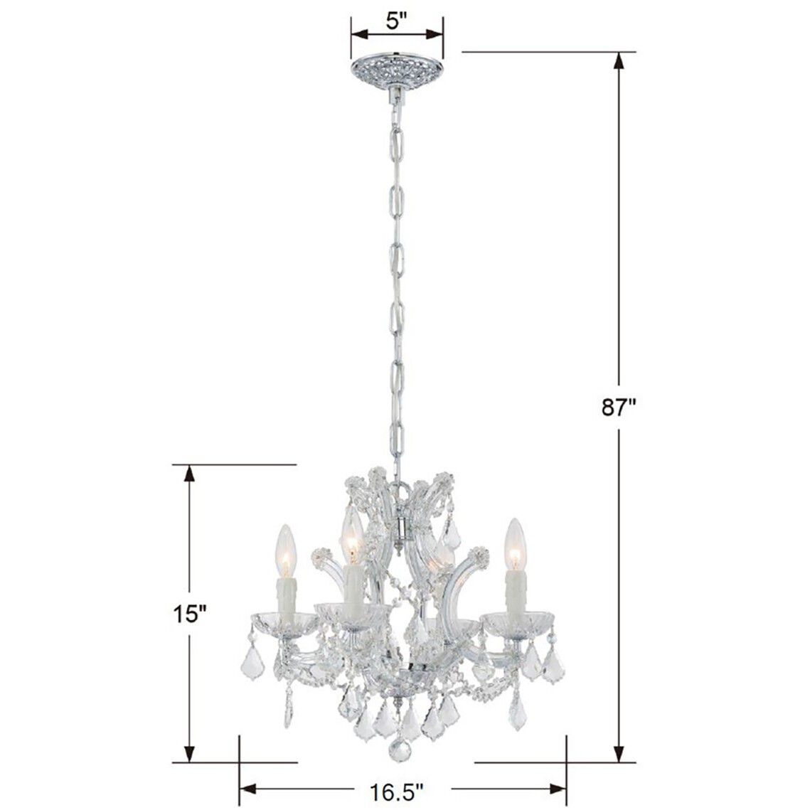 Maria Theresa 4 Light 16.5 inch Polished Chrome Mini Chandelier Ceiling Light in Clear Spectra
