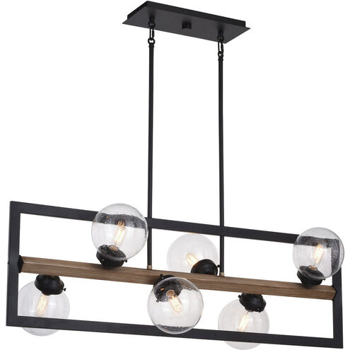 Bridgeview 6 Light 38 inch Oil Rubbed Bronze and Light Walnut Linear Chandelier Ceiling Light