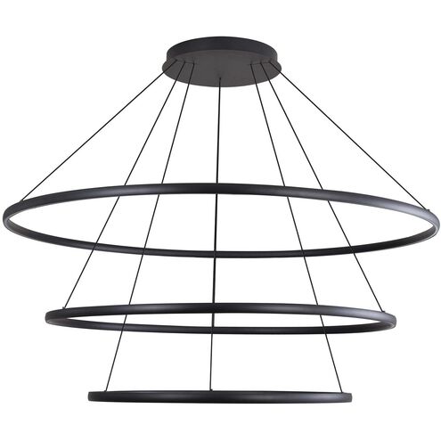 Veritas LED 59 inch Sand Black Ring Chandelier Ceiling Light, 3 Tier