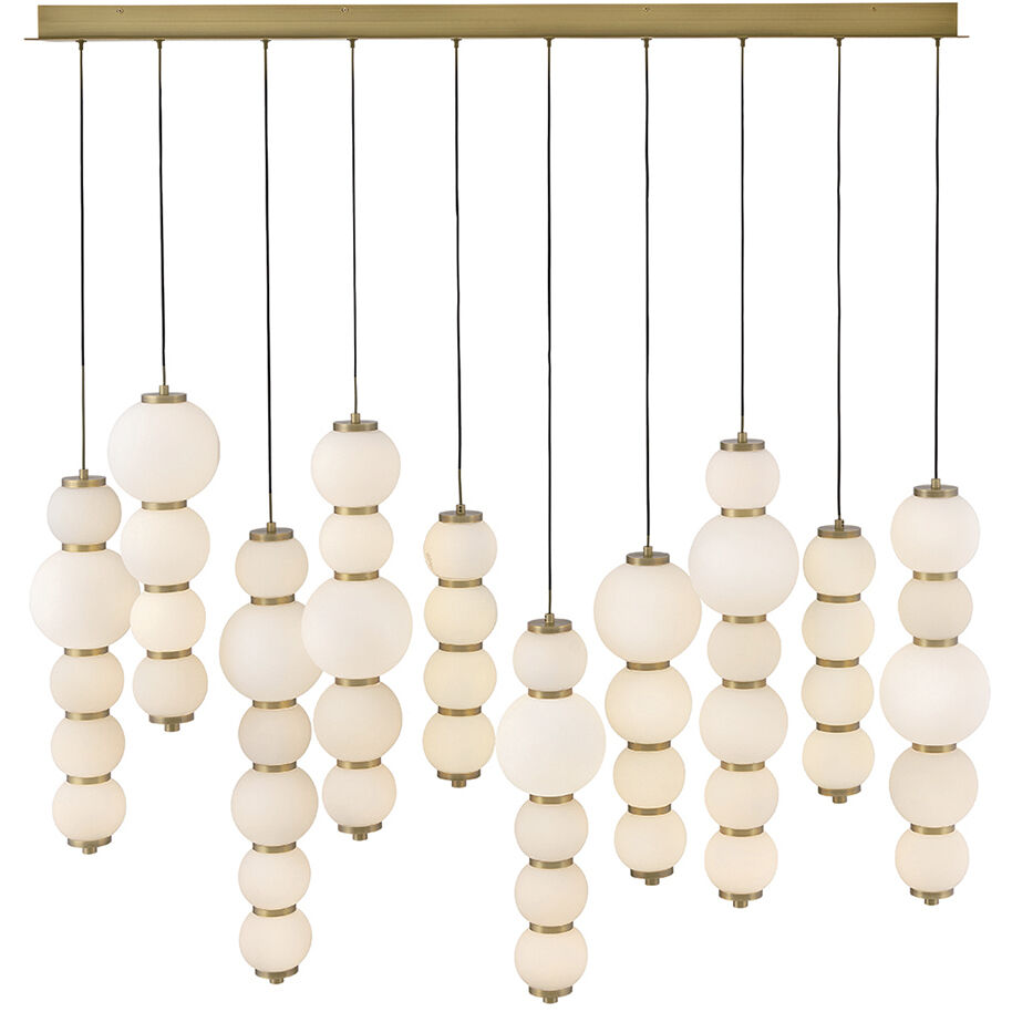 Lisa McDennon Trigo LED 52 inch Lacquered Brass Linear Pendant Ceiling Light