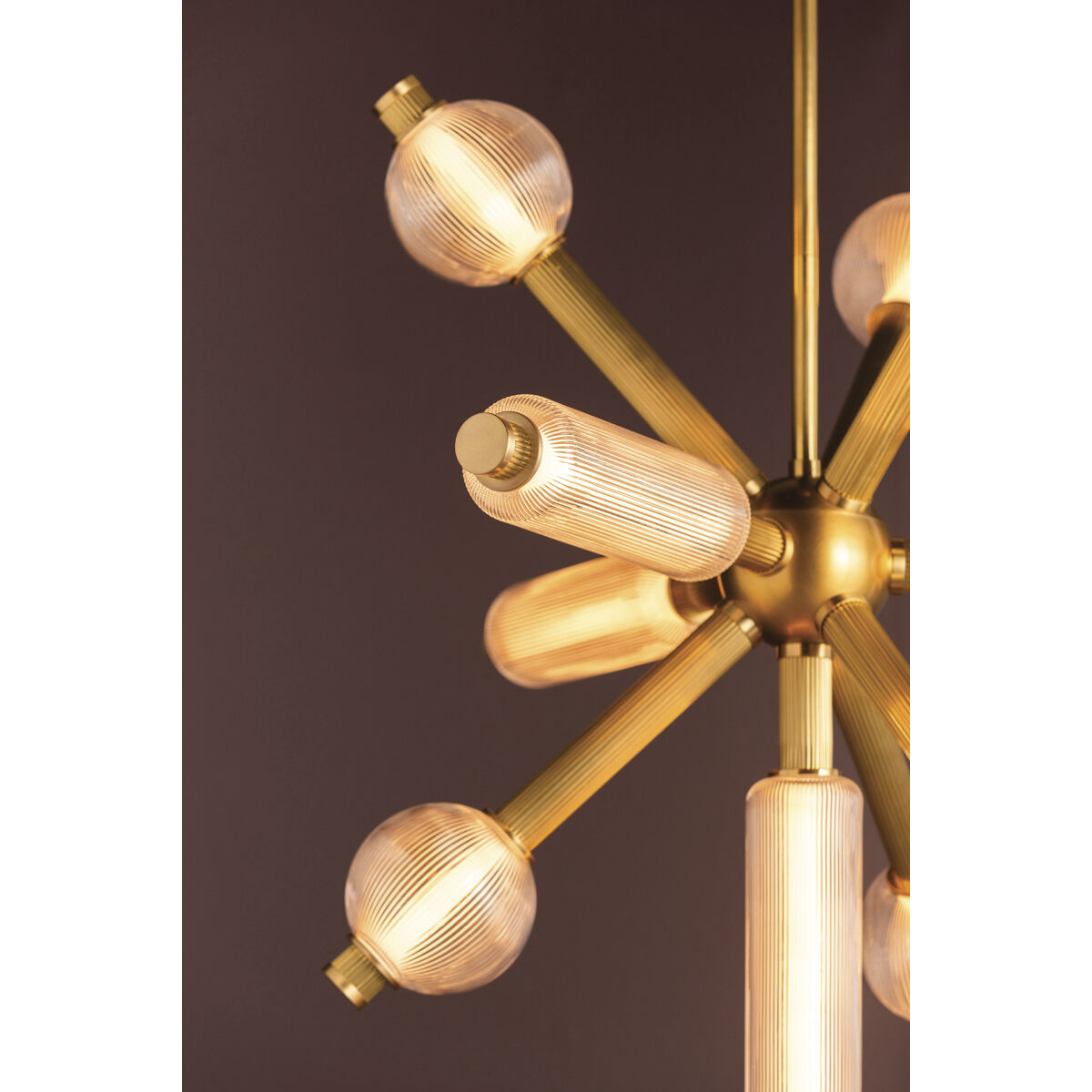 Atom LED 36 inch Vintage Brass Chandelier Ceiling Light
