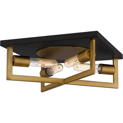 Brunson 4 Light 14 inch Aged Brass Flush Mount Ceiling Light
