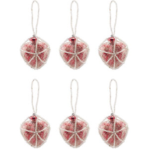Pomeroy Red Holiday Ornament, Beaded Red Heart