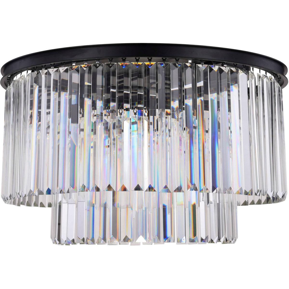 Sydney 8 Light 32 inch Matte Black Flush Mount Ceiling Light in Clear, Urban Classic