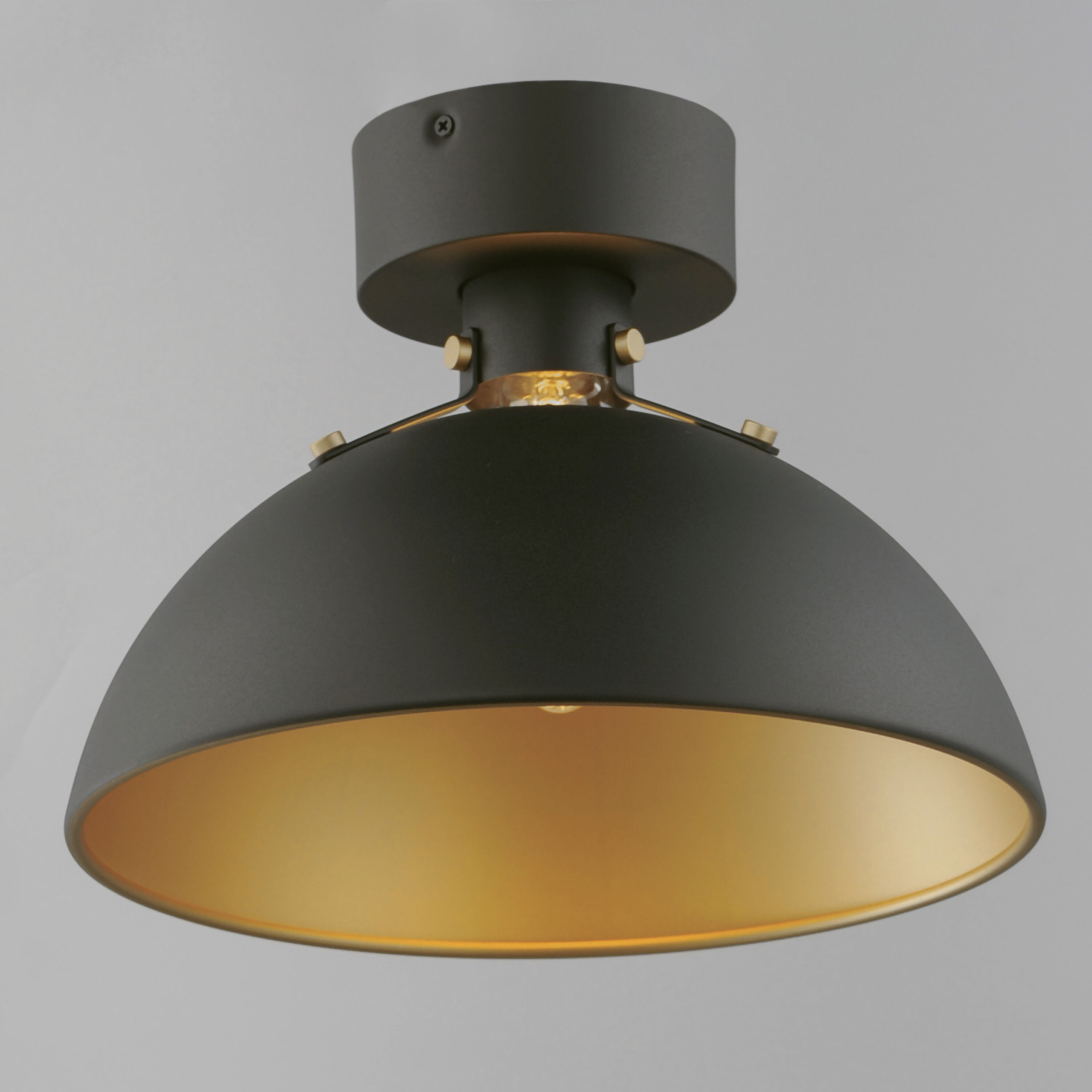Dawn 1 Light 12 inch Antique Brass/Black Semi-Flush Mount Ceiling Light