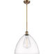 Ballston Dome 1 Light 16 inch Brushed Brass Pendant Ceiling Light in Clear Glass