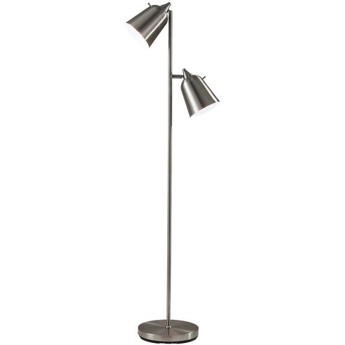 Malcolm 57.5 inch 60 watt Brushed Steel Floor Lamp Portable Light
