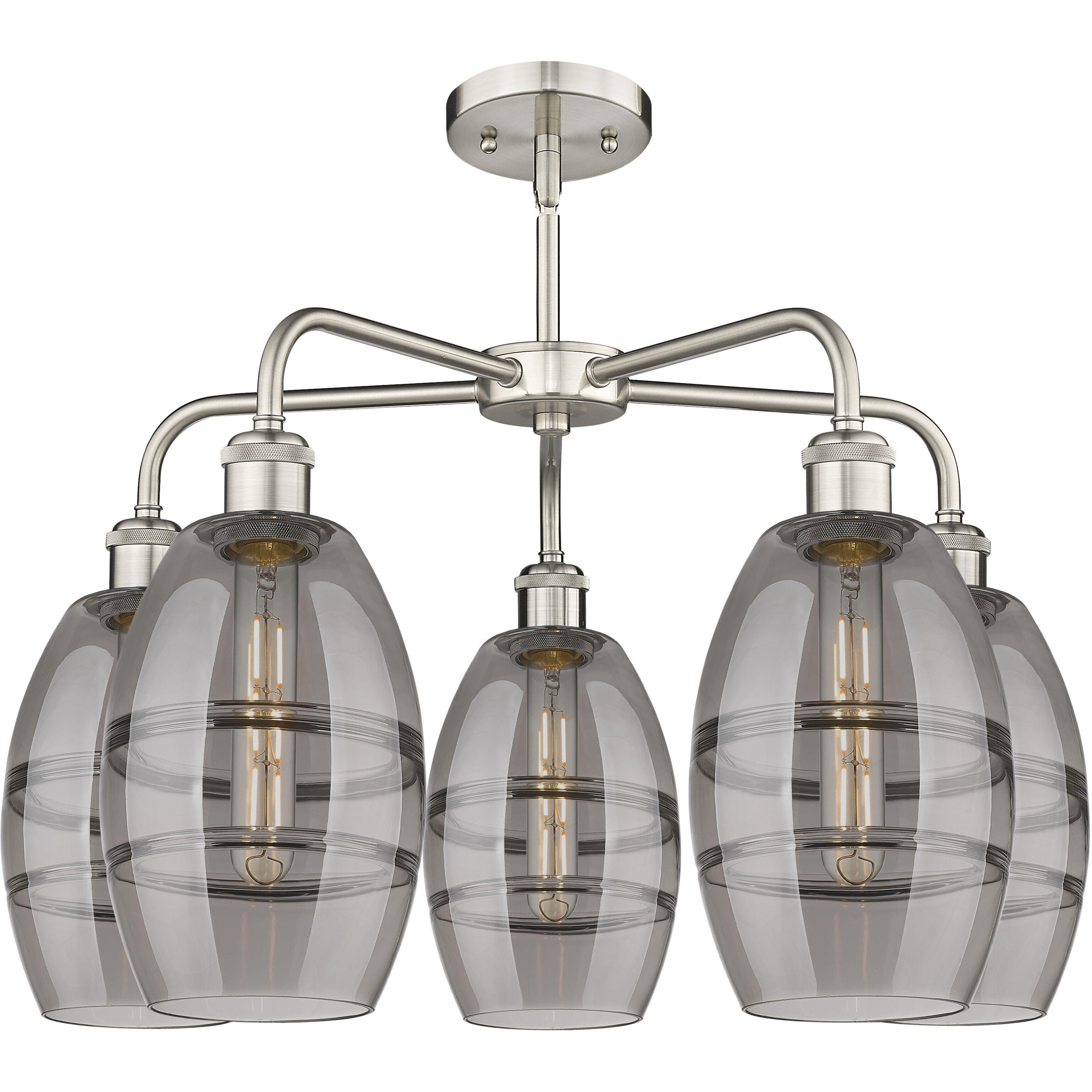 Ballston Vaz 5 Light 23.88 inch Satin Nickel Stem Hung Chandelier Ceiling Light