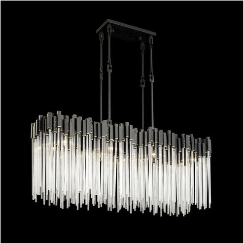 Matrix 8 Light 48 inch Matte Black and French Gold Linear Pendant Ceiling Light