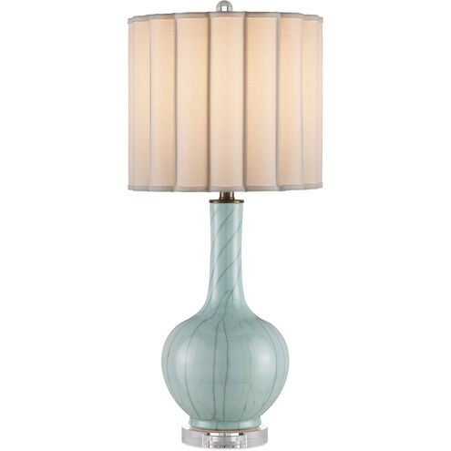 Celadon 29.75 inch 150 watt Celadon Crackle/Clear/Antique Brass Table Lamp Portable Light