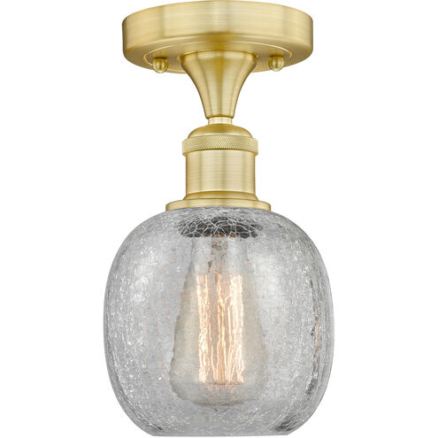 Belfast 1 Light 6 inch Satin Gold Flush Mount Ceiling Light in Clear Crackle, 2.1 lb