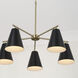 Charlie 5 Light 28 inch Matte Brass Chandelier Ceiling Light in Matte Black with White Interior