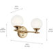 Benno 2 Light 14.75 inch Champagne Bronze Bath Bracket Wall Light, 2 Arm