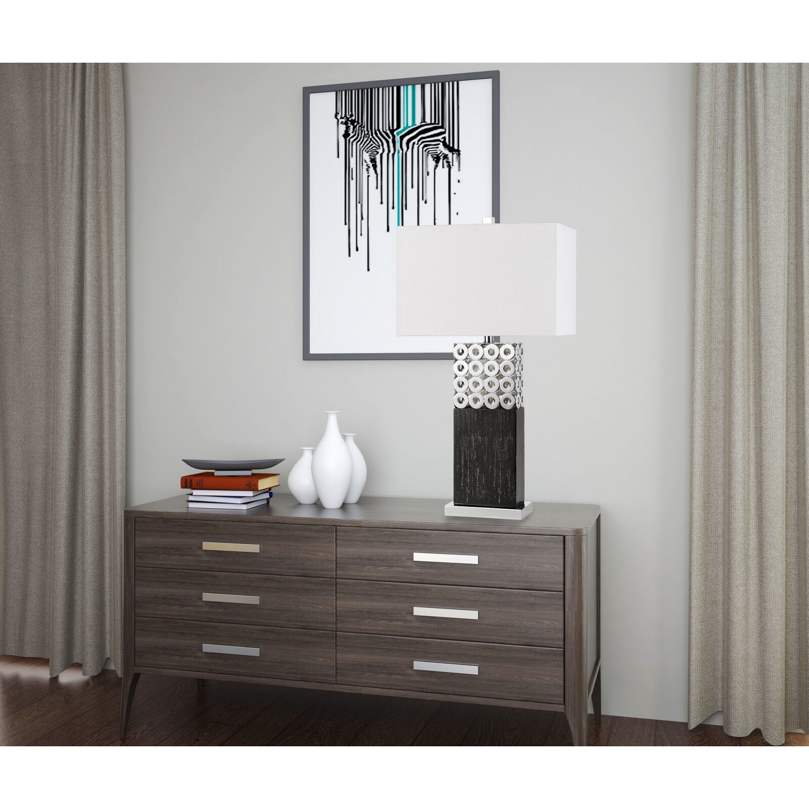 Jesi 30 inch 150 watt Brushed Steel Table Lamp Portable Light