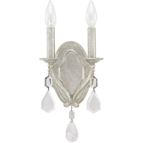 Blakely 2 Light 7 inch Antique Silver Sconce Wall Light in Clear