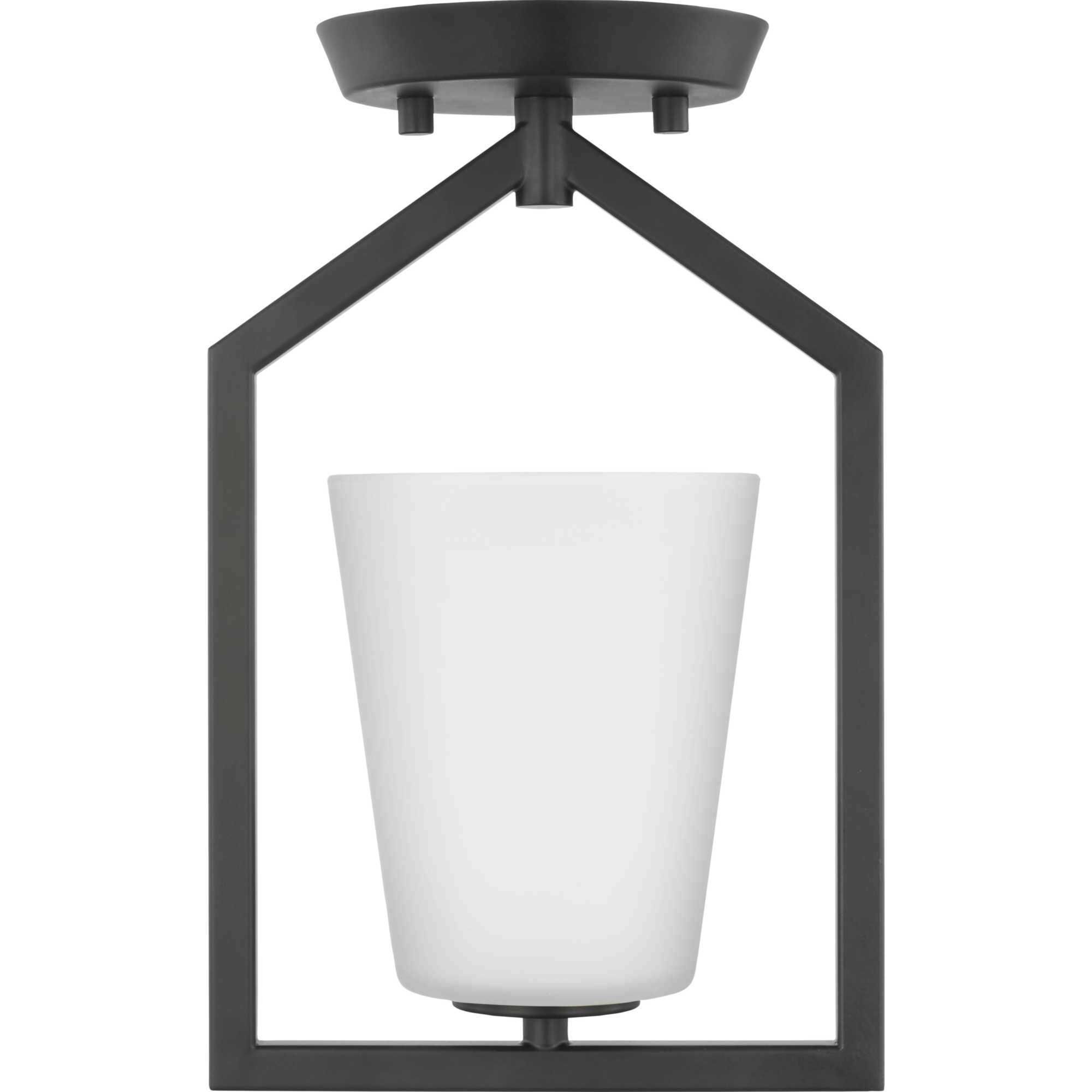 Vertex 1 Light 5 inch Matte Black Semi-Flush Mount Ceiling Light