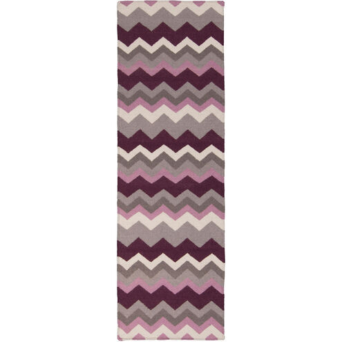 Frontier 96 X 30 inch Dark Purple, Mauve, Medium Gray, Cream, Dark Brown Rug