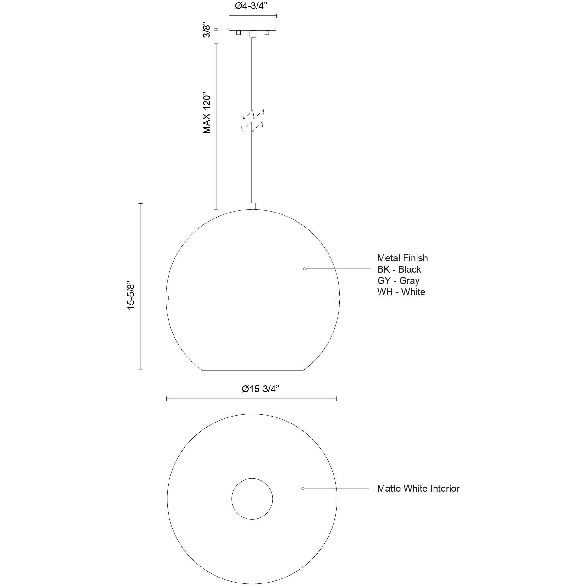 Lucas 1 Light 15.75 inch Gray Pendant Ceiling Light