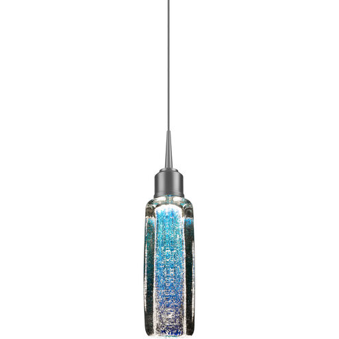 Capella 1 Light 2 inch Matte Chrome Small Pendant Ceiling Light in Blue Glass