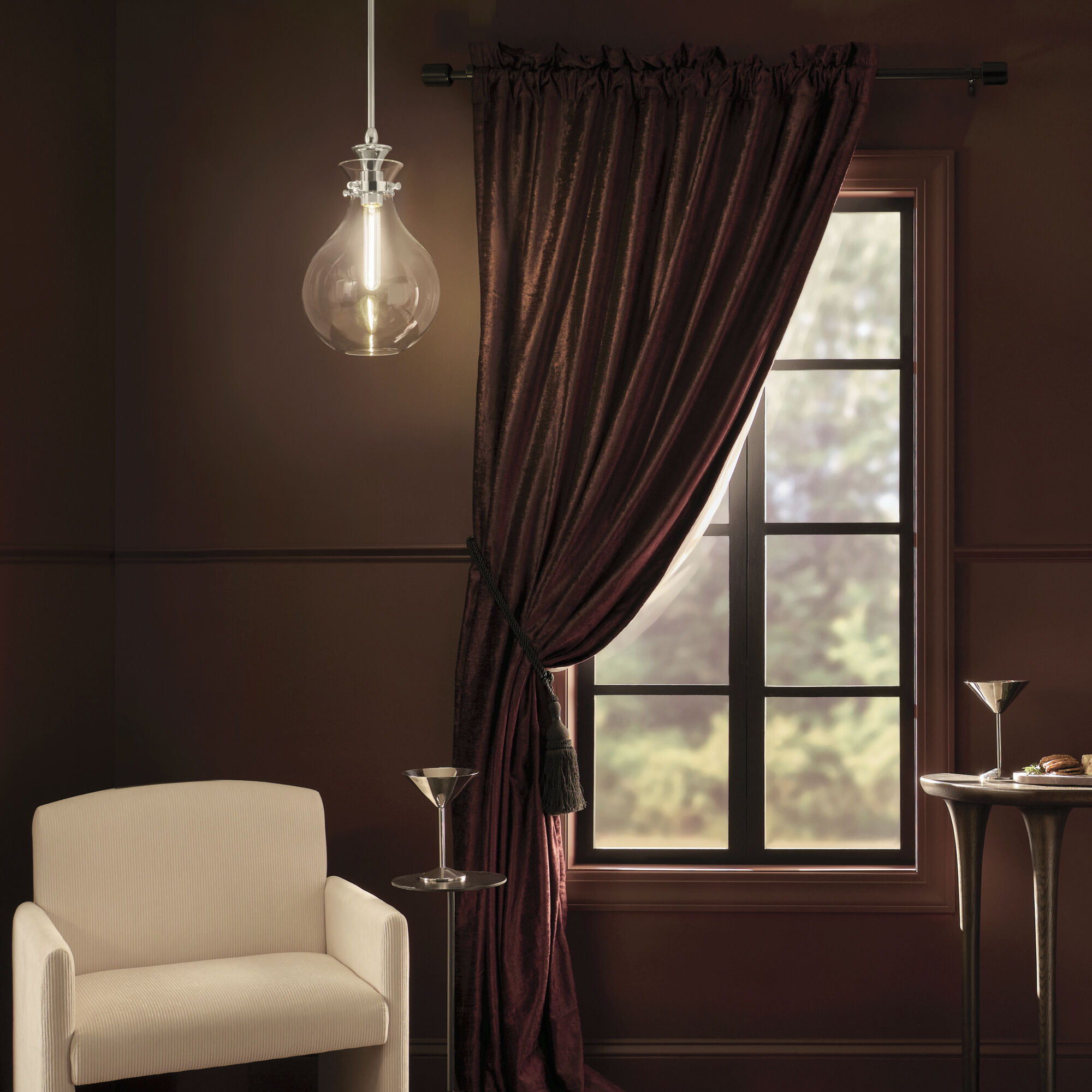 Laria 1 Light Polished Nickel Pendant Ceiling Light in Clear