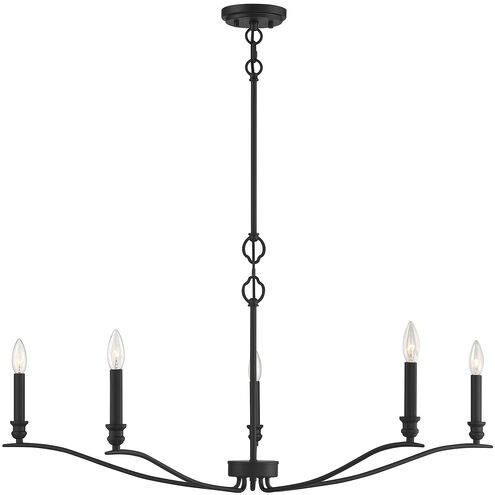 Transitional 5 Light 42 inch Matte Black Chandelier Ceiling Light