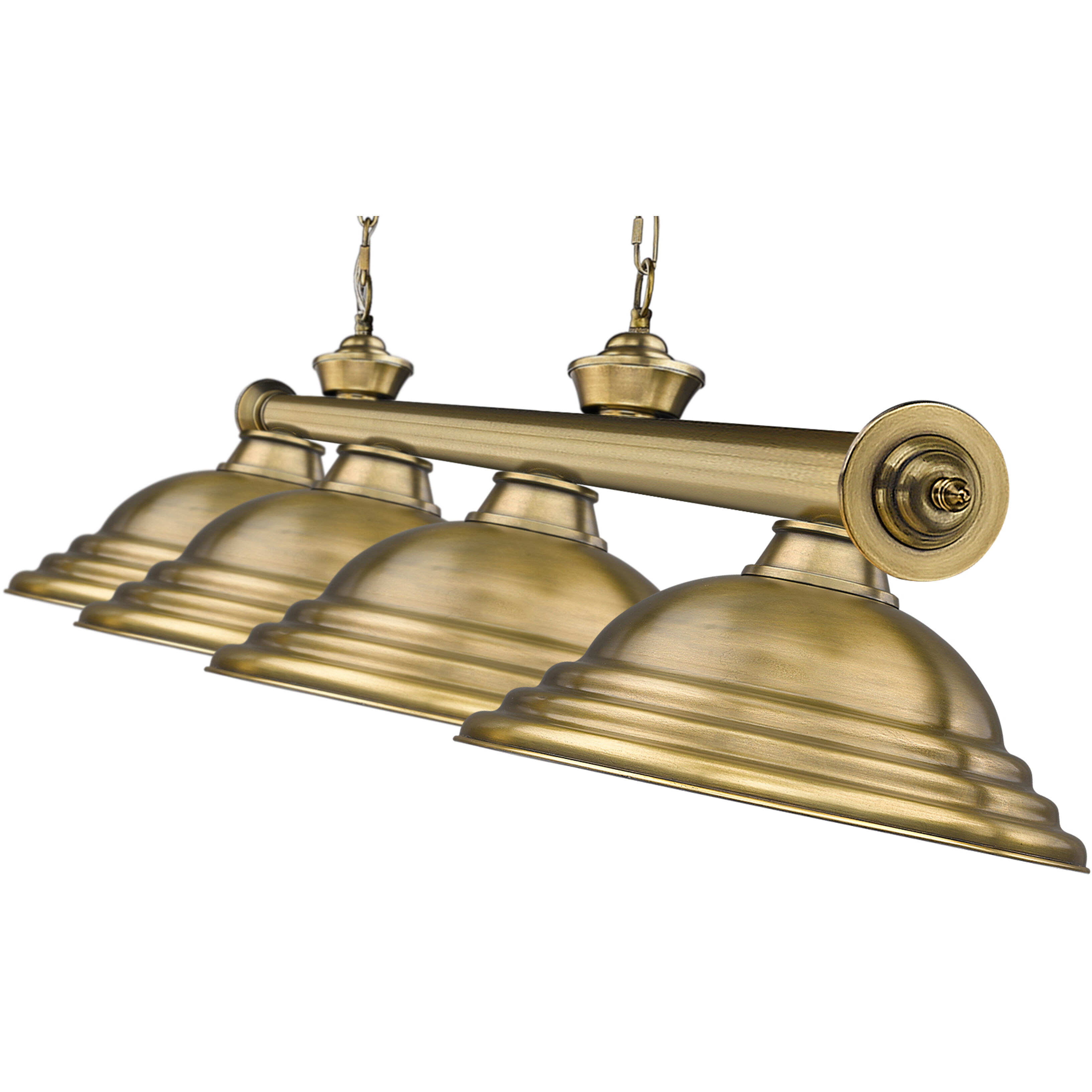 Cordon 4 Light 81.75 inch Rubbed Brass Billiard Ceiling Light in Rubbed Brass Metal